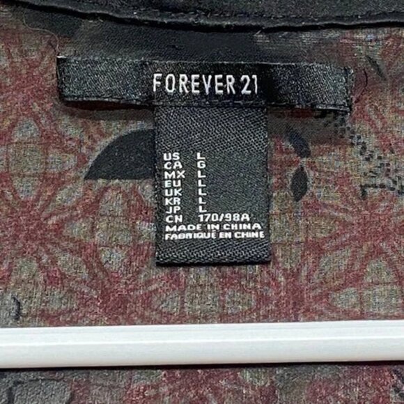 Forever 21 Open Front Kimono Top Women's Large Red Black Floral Lightweight GUC - Picture 8 of 8